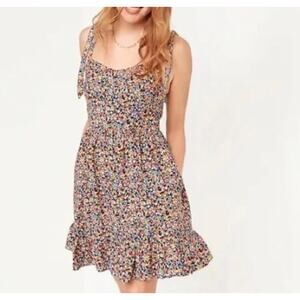 Old Navy Ditsy Floral Multicolor Tie Strap Cami Sundress with Pockets Sz L